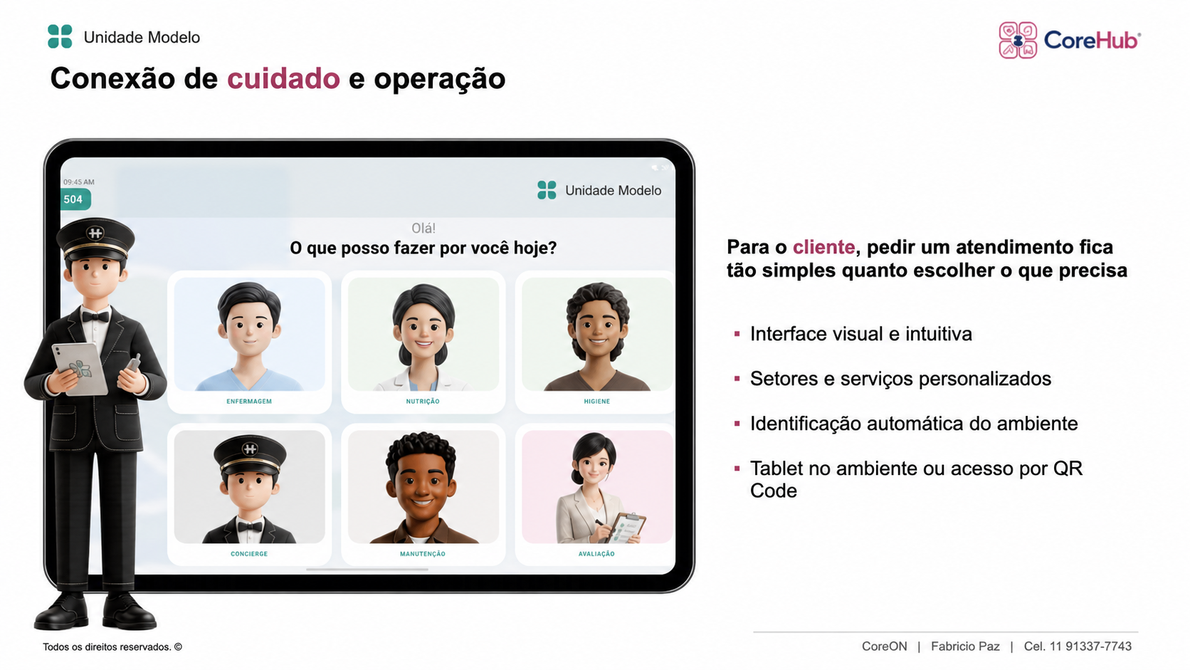 Paciente escolhendo um atendimento no CoreHub