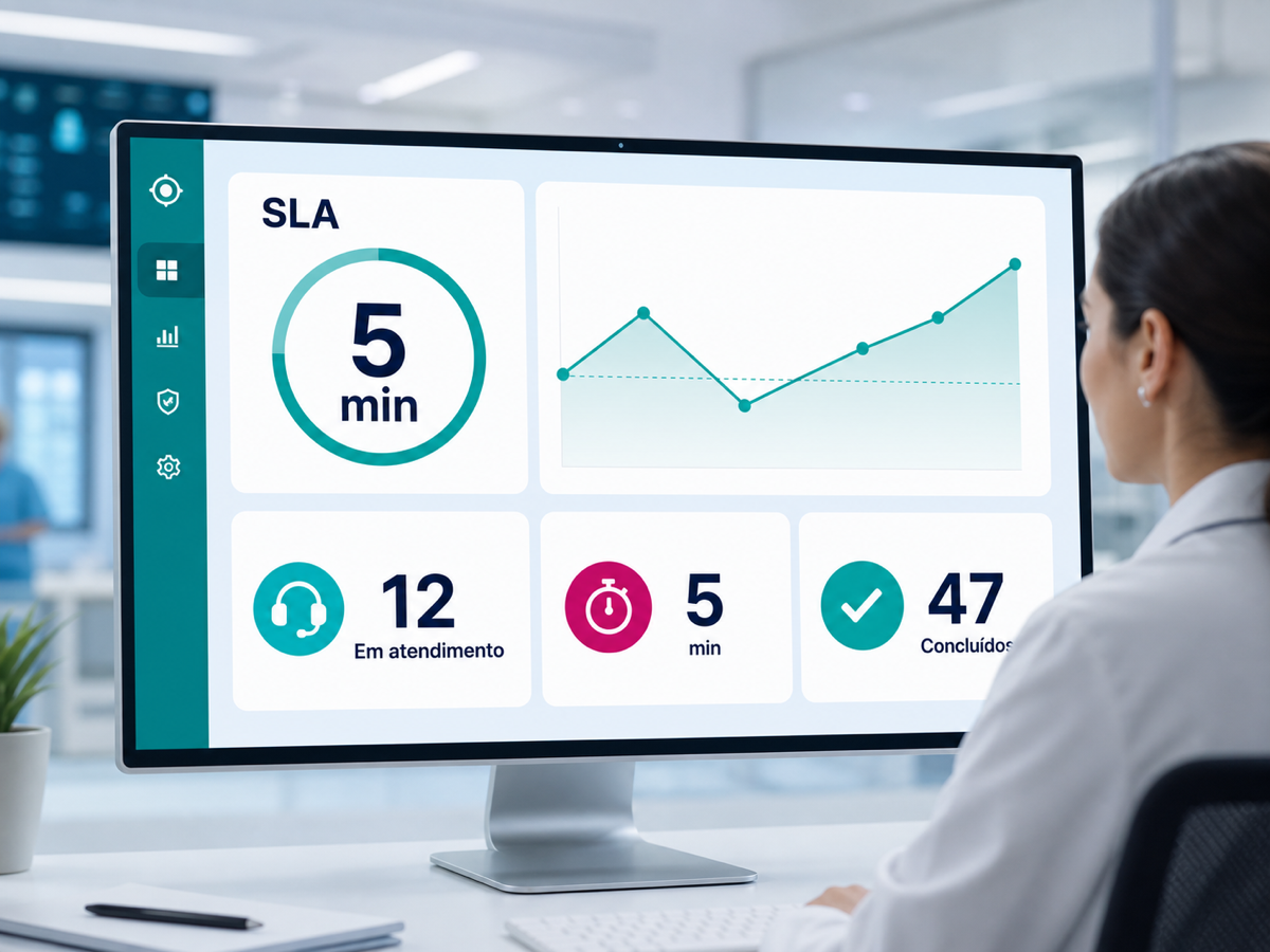 Painel do CoreHub com SLA e indicadores operacionais