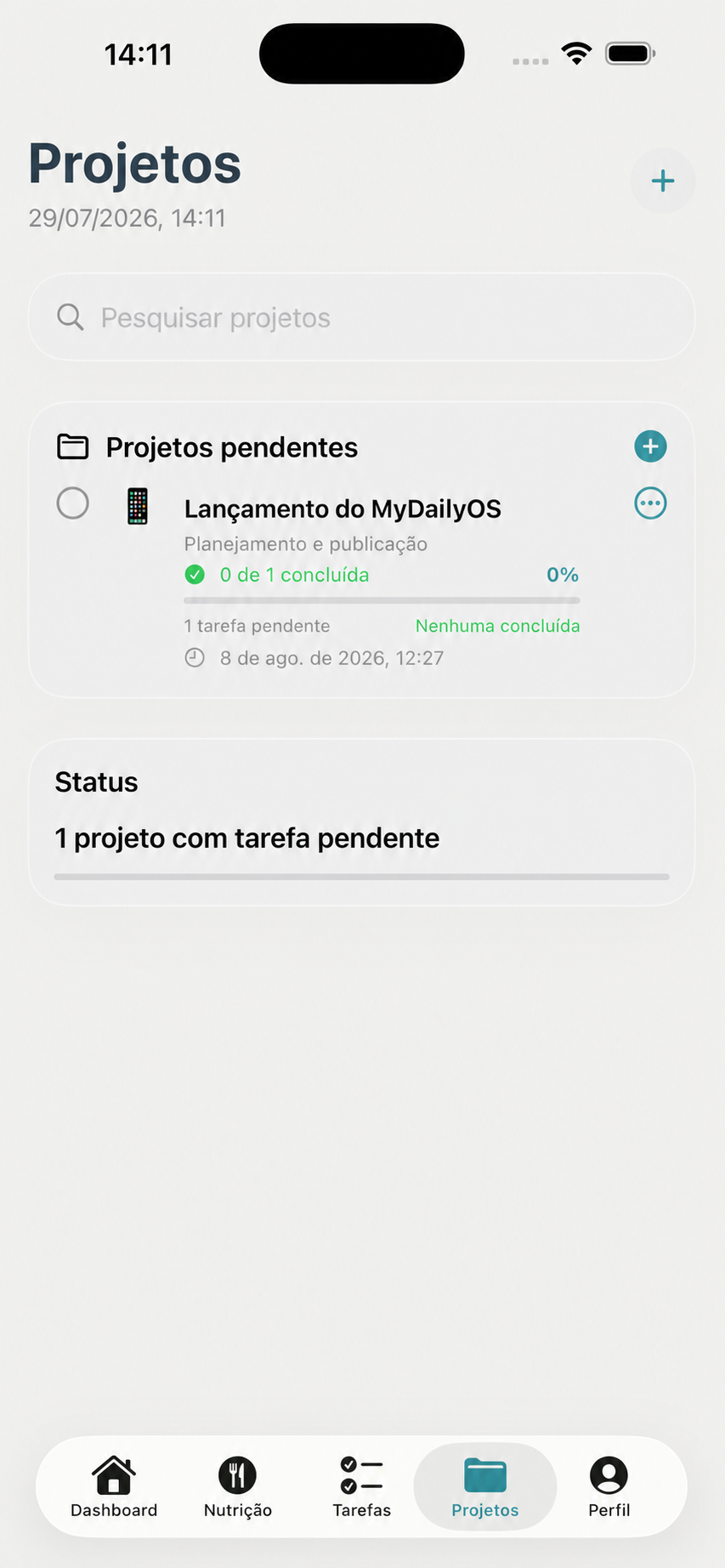 Projetos no MyDailyOS